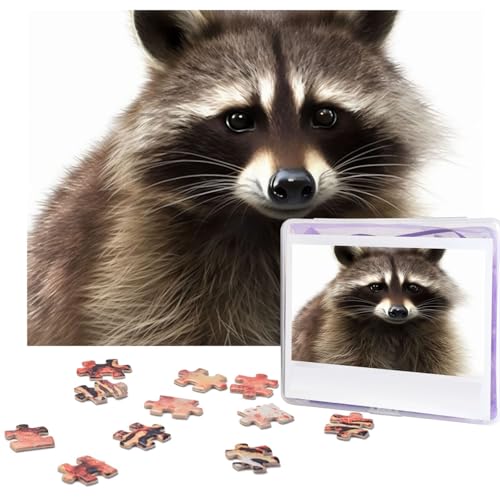 Puzzle 500 Teile Haariger Waschbär Puzzles Personalisiertes Bilderpuzzle für Erwachsene Fotopuzzles Holzpuzzles Geschenk Klassisches Puzzle für Familie Hochzeit Geburtstag Valentinstag von LZQPOEAS