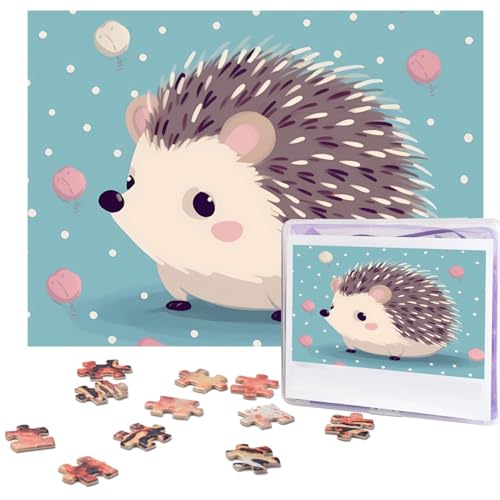Puzzle 500 Teile Igel Polkadot Puzzles Personalisiertes Bilderpuzzle für Erwachsene Fotopuzzles Holzpuzzles Geschenk Klassisches Puzzle für Familie Hochzeit Geburtstag Valentinstag von LZQPOEAS