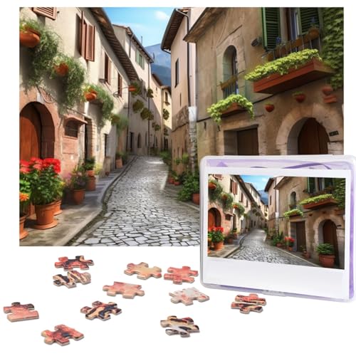 Puzzle 500 Teile Italienische Stadt Straße Puzzles Personalisiertes Bilderpuzzle für Erwachsene Fotopuzzles Holzpuzzles Geschenk Klassisches Puzzle für Familie Hochzeit Geburtstag Valentinstag von LZQPOEAS