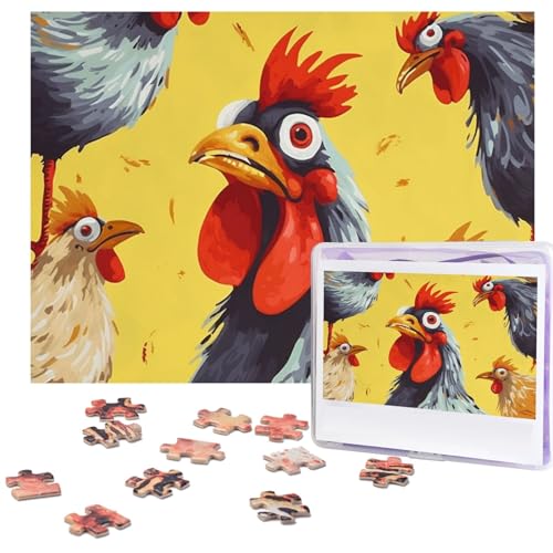 Puzzle 500 Teile Kunst Huhn Malerei Puzzles Personalisiertes Bilderpuzzle für Erwachsene Fotopuzzles Holzpuzzles Geschenk Klassisches Puzzle für Familie Hochzeit Geburtstag Valentinstag von LZQPOEAS