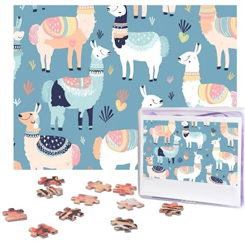 Puzzle 500 Teile Lama Cartoon Muster Puzzles Personalisiertes Bilderpuzzle für Erwachsene Fotopuzzles Holzpuzzles Geschenk Klassisches Puzzle für Familie Hochzeit Geburtstag Valentinstag von LZQPOEAS