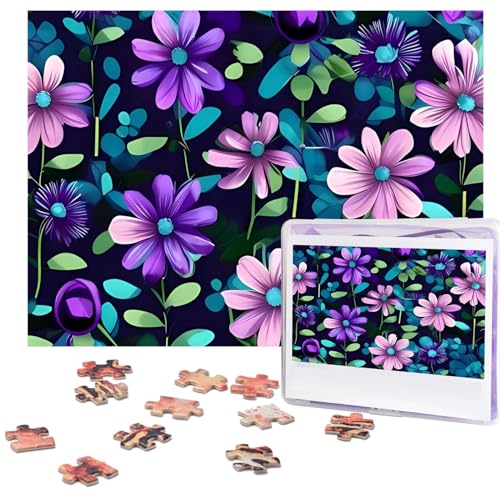 Puzzle 500 Teile Lila Kamelie Puzzles Personalisiertes Bilderpuzzle für Erwachsene Fotopuzzles Holzpuzzles Geschenk Klassisches Puzzle für Familie Hochzeit Geburtstag Valentinstag von LZQPOEAS