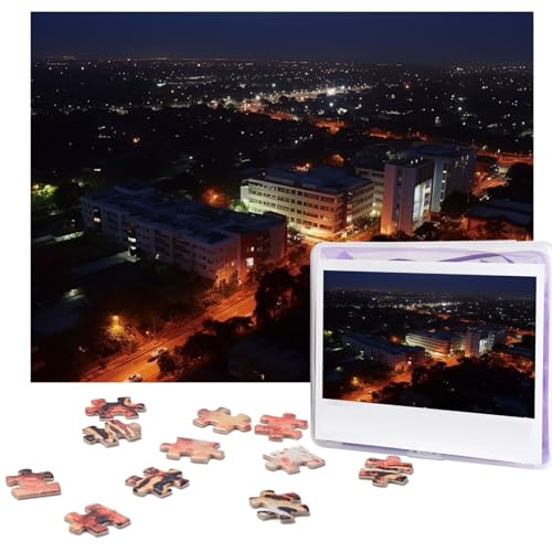 Puzzle 500 Teile Nachtansicht Puzzles Personalisiertes Bilderpuzzle für Erwachsene Fotopuzzles Holzpuzzles Geschenk Klassisches Puzzle für Familie Hochzeit Geburtstag Valentinstag von LZQPOEAS