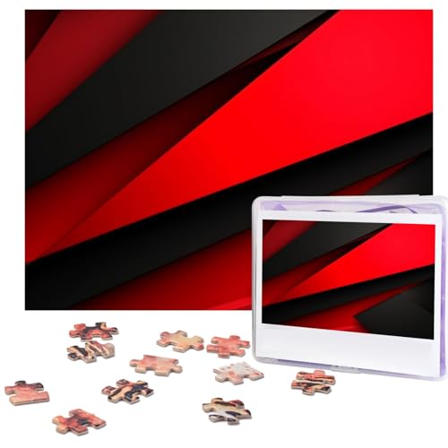 Puzzle 500 Teile Rot Schwarz Puzzles Personalisiertes Bilderpuzzle für Erwachsene Fotopuzzles Holzpuzzles Geschenk Klassisches Puzzle für Familie Hochzeit Geburtstag Valentinstag von LZQPOEAS