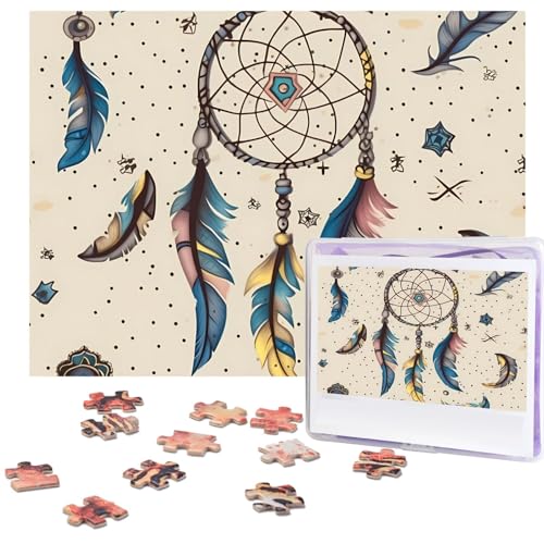 Puzzle 500 Teile Traumfänger und Mond Puzzles Personalisiertes Bilderpuzzle für Erwachsene Fotopuzzles Holzpuzzles Geschenk Klassisches Puzzle für Familie Hochzeit Geburtstag Valentinstag von LZQPOEAS