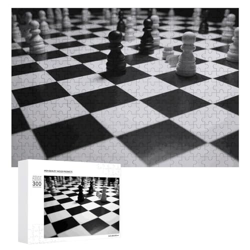 Schwarz-weißes Schachbrett-Puzzle, 300 Bilder, personalisierte Puzzles für Erwachsene, Fotos, Puzzle für Familie, anspruchsvolles Bilderpuzzle mit Aufbewahrungstasche, Heimdekor-Puzzle Schwarz-weißes Schachbrett-Puzzle, 300 Bilder, personalisierte Puzzles für Erwachsene, Fotos, Puzzle für Familie, anspruchsvolles Bilderpuzzle mit Aufbewahrungstasche, Heimdekor-Puzzle von LZQPOEAS