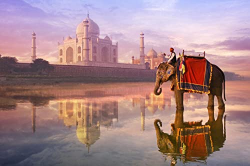 LZQZJD 1500 Teile des Erwachsenen Hölzernen Puzzlespiel-Elefanten Vor Taj Mahal, Kinder-Erwachsener-Wohnzimmer-Esszimmer-Geschenk von LZQZJD