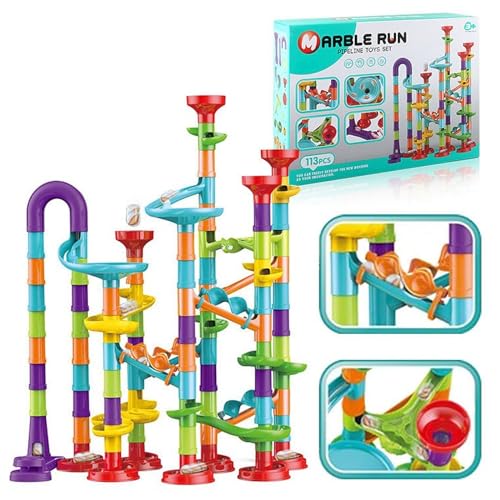 Kugelbahn für Kinder, Kugelbahn, kompaktes Set, STEM-Lernspielzeug, Bausteine, Spielzeug, STEM-Marmorbahnen für Kinder, GD-362, 113 Stück Kugelbahn für Kinder, Kugelbahn, kompaktes Set, STEM-Lernspielzeug, Bausteine, Spielzeug, STEM-Marmorbahnen für Kinder, GD-362, 113 Stück von LZSQTOYS