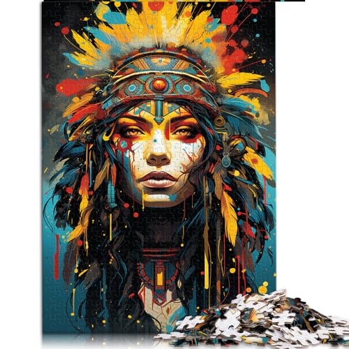1000-teiliges Puzzle, farbenfrohes Papierpuzzle Einer Indianerin, für Erwachsene und Familien, tolles Geschenk für Erwachsene. Größe: 50 x 75 cm. von LZYANG