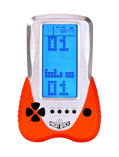 LZYCH Block Spielkonsole Eingebaute Puzzlespiele Dual-Power-Modi Blaue Hintergrund Beleuchtung Steck Bare Kopfhörer Handheld Elektronische Spiele Retro-Weihnachts Spielzeug/Geschenk (Orange) von LZYCH