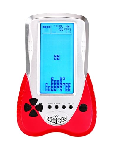 LZYCH Block Spielkonsole Eingebaute Puzzlespiele Dual-Power-Modi Blaue Hintergrund Beleuchtung Steck Bare Kopfhörer Handheld Elektronische Spiele Retro-Weihnachts Spielzeug/Geschenk (Rot) von LZYCH