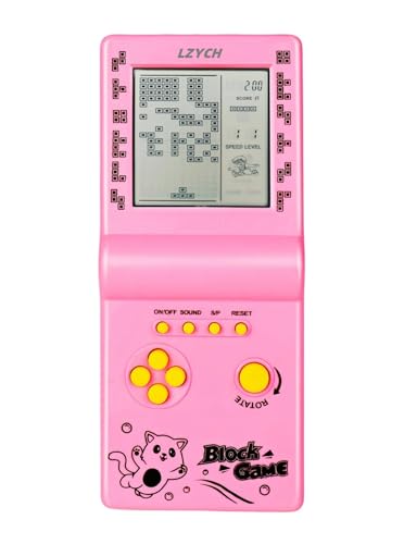 LZYCH Block spielkonsole Klassische Nostalgie Eingebautes 23 Retro-SpielBlöcke/Renn-/Panzerschlacht Einstellbare Schwierigkeit Kinder/Schüler Geburtstag Puzzlespielzeug (Rosa) von LZYCH