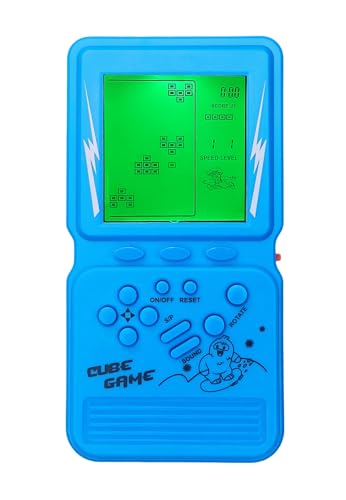 LZYCH Elektronische Würfel Spielkonsole 23 Block Spiele Tausende von Modi grüne Hintergrund Bbeleuchtung Einstellbare Schwierigkeit Handheld-Puzzle-Spiel Retro Spielzeug Weihnachts Geschenk (Blau) von LZYCH