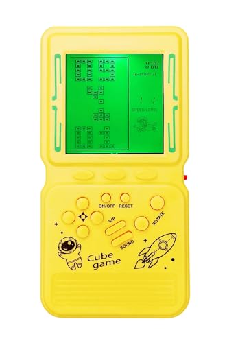 LZYCH Elektronische Würfel Spielkonsole 23 Block Spiele Tausende von Modi grüne Hintergrund Bbeleuchtung Einstellbare Schwierigkeit Handheld-Puzzle-Spiel Retro Spielzeug Weihnachts Geschenk (Gelb) von LZYCH