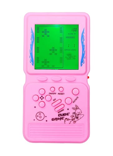 LZYCH Elektronische Würfel Spielkonsole 23 Block Spiele Tausende von Modi grüne Hintergrund Bbeleuchtung Einstellbare Schwierigkeit Handheld-Puzzle-Spiel Retro Spielzeug Weihnachts Geschenk (Rosa) von LZYCH