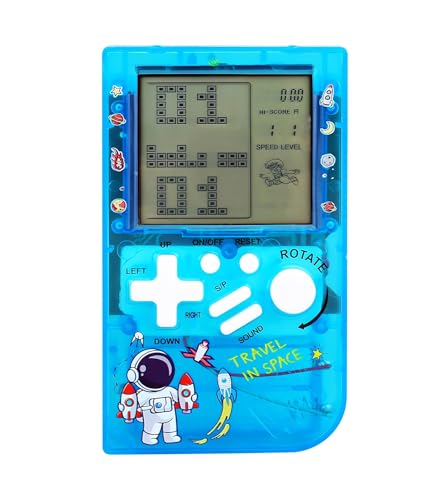 LZYCH Kinder Ziegelspiel-Konsole kleine tragbare transparente Körper 23 Retro-Blöcke Spiele einstellbare Schwierigkeit/Geschwindigkeit Kinder/Schüler Geburtstag/Weihnachts Geschenk/Spielzeug (Blau) von LZYCH