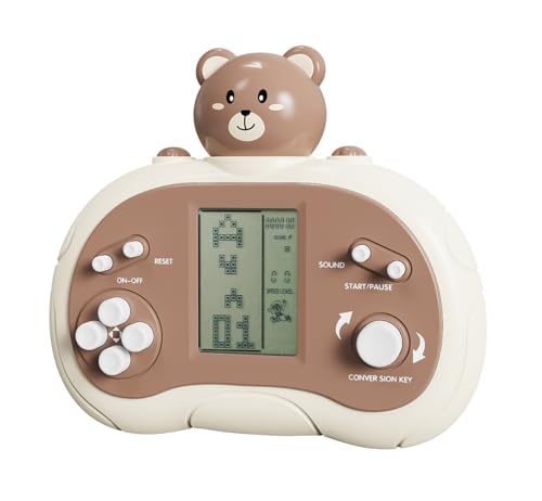LZYCH Niedliche Cartoon-Block-Spielkonsole Kompakt tragbar 26 Retro-Spiel Ziegel/Tank Einstellbare Schwierigkeit Kinder/Schüler Geburtstag/Feiertag/Weihnachts Geschenk Puzzle Cube Spielzeug (Braun) von LZYCH