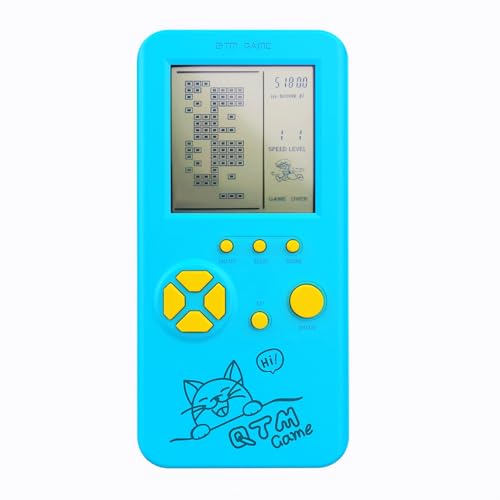 LZYCH Ultra dünne Block-Retro-Spielkonsole 26 Spiele Tausende von Modi Einstellbare Schwierigkeit Einfach zu bedienen Handspiel-Puzzle Nostalgisches Spielzeug Geschenk für Kinder/Erwachsene (Blau) von LZYCH