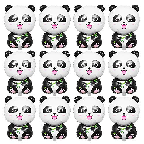 JUMRHFAN 12 Stück süße Panda Luftballons, Aluminiumfolie Mylar Zoo Dschungel Tier Luftballons Panda Party Zubehör für Kinder Jungen Mädchen Panda Thema Geburtstag Baby Dusche Party Favor Dekorationen von LZYMSZ
