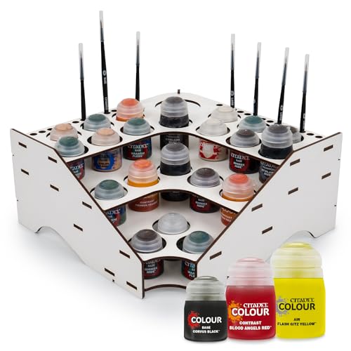 Paint Rack farbständer Holz-Farbenorganizer für Modellbau und Hobbykünstler - Passt zu Citadel, Vallejo, und Mehr - Ideal für Airbrush, Pinsel und Farbaufbewahrung Paint Rack farbständer Holz-Farbenorganizer für Modellbau und Hobbykünstler - Passt zu Citadel, Vallejo, und Mehr - Ideal für Airbrush, Pinsel und Farbaufbewahrung von La Home by Chris