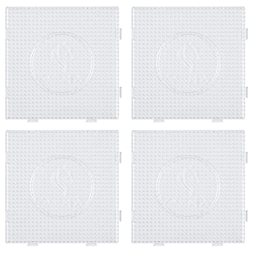 La Manuli 4x Bügelperlen Platten, Steckplatten Set, Stiftplatte Quadrat (14.5 x 14,5 cm), für 5mm Midi Größe Bügelperlen, Transparent von La Manuli