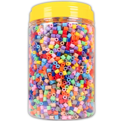 La Manuli 5000 Bügelperlen im Dose, Midi Größe 5mm, inklusive 2 Pinzetten, Steckperlen, Nachfüllset Bastelperlen Mit jeder Marke Beads kompatibel (Bunte Mix) von La Manuli