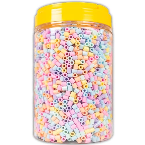 La Manuli Bügelperlen - 5000 Stück im Dose, Midi Größe 5mm, inklusive 2 Pinzetten, Steckperlen, Nachfüllset Bastelperlen Mit jeder Marke Beads kompatibel von La Manuli
