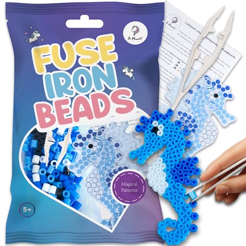 La Manuli Bügelperlen Platten - Steckperlen Midi 5mm Set mi Vorlagen und Transparente Stiftplatten - Komplettes Geschenkset im Beutel für Kinder ab 5 Jahre von La Manuli