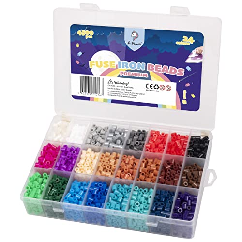 La Manuli Sortiert Bügelperlen 4500 Stück 5 mm 24 Farben Nachfüllset Steckperlen Mit jeder Marke Beads kompatibel, Organizerbox (Dunkle Farben) von La Manuli