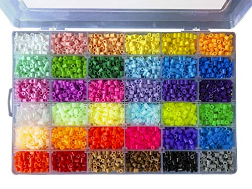 La Manuli Sortiert Fuse Beads Kit - 11000 Stück 5 mm 36 Farben Bügelperlen Set Mit jeder Marke Beads kompatibel im Dunkeln leuchten Perlen Iron Beads von La Manuli