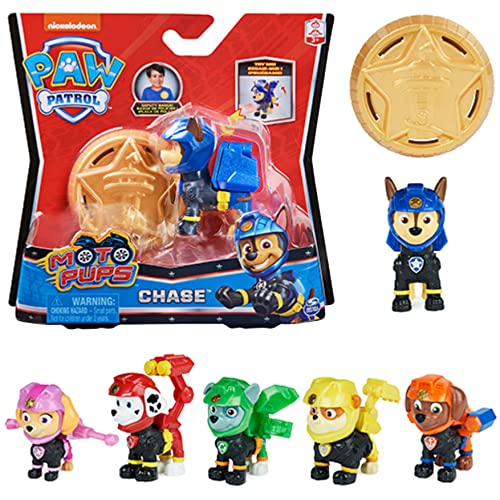 PAW Patrol Patrol Moto Pups Spielfiguren mit Abzeichen zum Anstecken, ab 3 Jahren, Hero Pups - Sortiment - Zufallsauswahl des Charakters - 1 Figur und 1 Abzeichen enthalten, Mehrfarbig von PAW PATROL