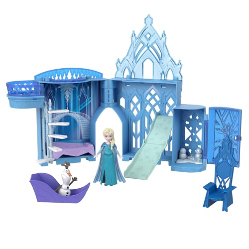 Mattel Disney Die Eiskönigin" Spielzeug, Elsas Stapelschloss Puppenhaus-Spielset mit kleiner Puppe und 8 Teilen, inspiriert von den Disney-Filmen Die Eiskönigin", Geschenke für Kinder, HLX01 von La Reine des Neiges