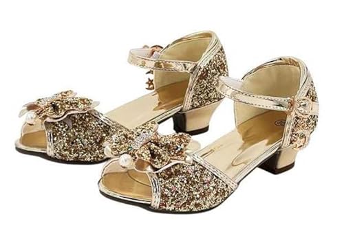 LaBay Pantoletten mit Schleifen und goldfarbenen Pailletten (5-7 Jahre) von LaBay