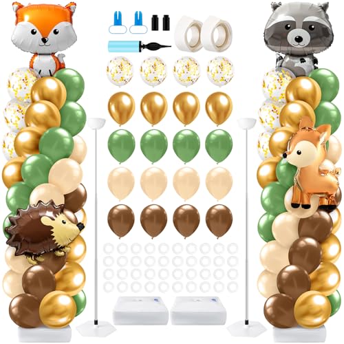 LaRandom 2 Sets Waldtiere Babyparty Ballon Säule Ständer Kit Salbeigrün und Braun Ballonbogen Girlande Kit für Geburtstagsfeier Neutral Wald Geschlecht Enthüllung Cartoon Babyparty Dekoration LaRandom 2 Sets Waldtiere Babyparty Ballon Säule Ständer Kit Salbeigrün und Braun Ballonbogen Girlande Kit für Geburtstagsfeier Neutral Wald Geschlecht Enthüllung Cartoon Babyparty Dekoration von LaRandom