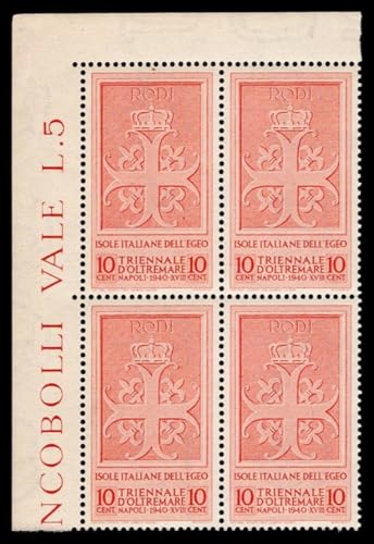 LaVecchiaScatola 1940 Kolonien - Ägäische Inseln 10cent SAS.112 Quartina AdF MNH/** von LaVecchiaScatola
