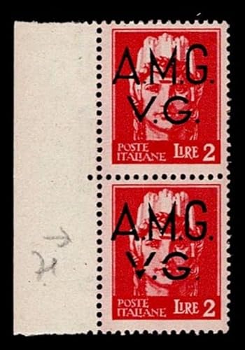 LaVecchiaScatola 1945 AMG VG - 2 Lire SAS.9 Sorten Überdruck geschnitten (pos 71) von LaVecchiaScatola