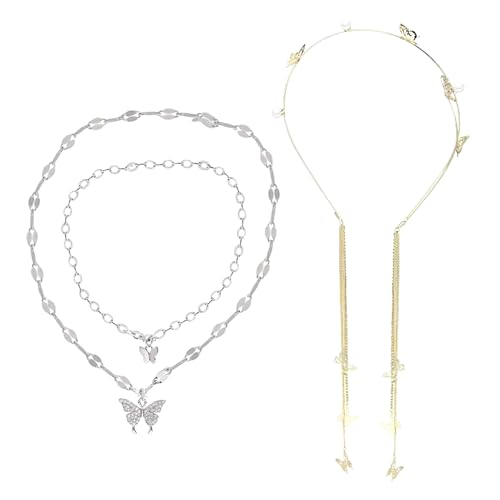 LaVenty 2 PCS Elfe Haarreif Festival Hair Accessories Festival Kopfschmuck Silber Korean Fashion Wome Kopfkette Silber Kawaii Schmuck von LaVenty