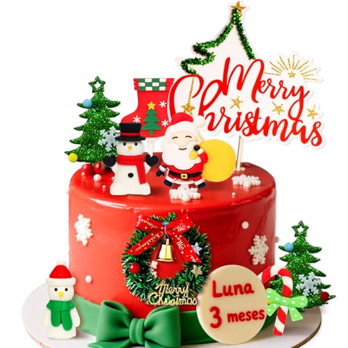 LaVenty 9 Stück Weihnachtsmann-Kuchenaufsätze, Schneemann, Hirsch, Weihnachtsbaum, Kuchendekoration, Picks für Frohe Weihnachten, Party, Kuchendekorationen LaVenty 9 Stück Weihnachtsmann-Kuchenaufsätze, Schneemann, Hirsch, Weihnachtsbaum, Kuchendekoration, Picks für Frohe Weihnachten, Party, Kuchendekorationen von LaVenty