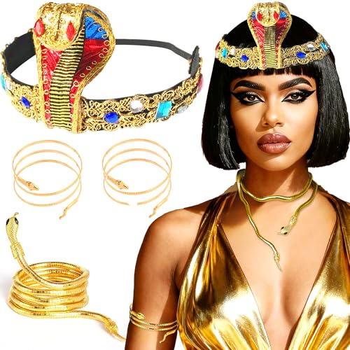 LaVenty Ägyptische Kostüm-Accessoires, goldfarbene Haarspangen, ägyptische Kopfbedeckung, Schlangenarmbänder, Halloween-Kostüme, Kleopatra, Party-Dekoration LaVenty Ägyptische Kostüm-Accessoires, goldfarbene Haarspangen, ägyptische Kopfbedeckung, Schlangenarmbänder, Halloween-Kostüme, Kleopatra, Party-Dekoration von LaVenty