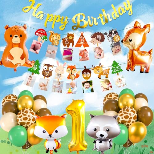 LaVenty Avocado Wald Tier Ballon Dekoration Wald Party Dekorationen Tier Geburtstagdeko 1 Jahr alte Geburtstag Dekorationen Wild Ein Geburtstag Banner Party Zubehör von LaVenty