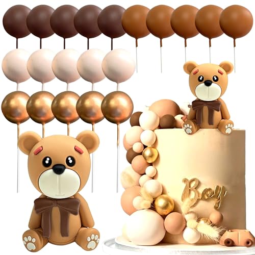 LaVenty Beige Teddybär Tortendeko Taufe 1 Jahr Braun Kuchen Dekoration für Hochzeit Baby Shower Geburtstag Party von LaVenty