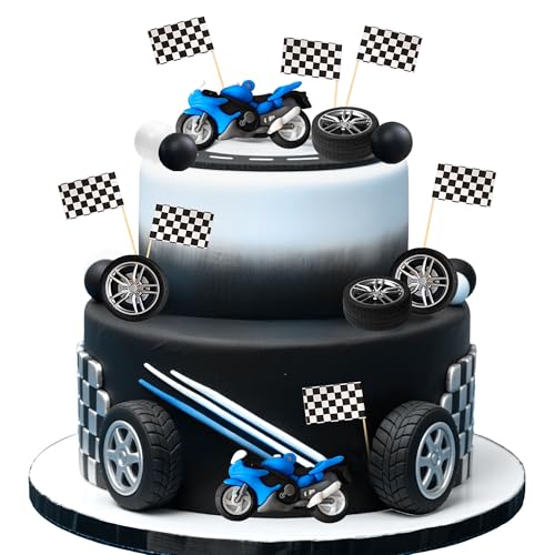 LaVenty Blau Motorrad Tortendekoration Dirt Bike Party Dekorationen Motorrad Mann Geburtstag für Dirt Bike Babyshower Dekor von LaVenty