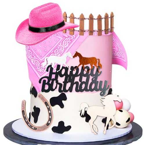 LaVenty Cowboy Cowgirl Tortendeko Cowboy Western Tortendekoration Cowgirl Hut Geburtstag Tortenaufleger Cowgirl Stiefel Cow Balls Kuchendeko von LaVenty