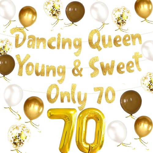 LaVenty Dancing Queen Young & Sweet Only 70 Gold Glitter Banner 70 Geburtstag Party Dekorationen Gold 70 Geburtstag Dekorationen LaVenty Dancing Queen Young & Sweet Only 70 Gold Glitter Banner 70 Geburtstag Party Dekorationen Gold 70 Geburtstag Dekorationen von LaVenty