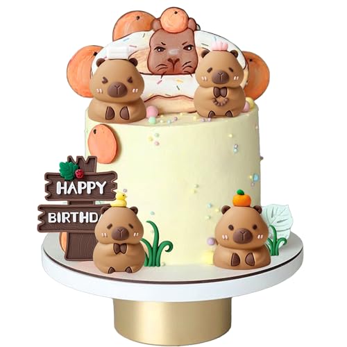 LaVenty Tortendeko Capybara Figuren Kuchen Deko Geburtstag Cake Topper Tiere Torte Deko Kindergeburtstag Kuchendeko Happy Birthday Sommerparty von LaVenty