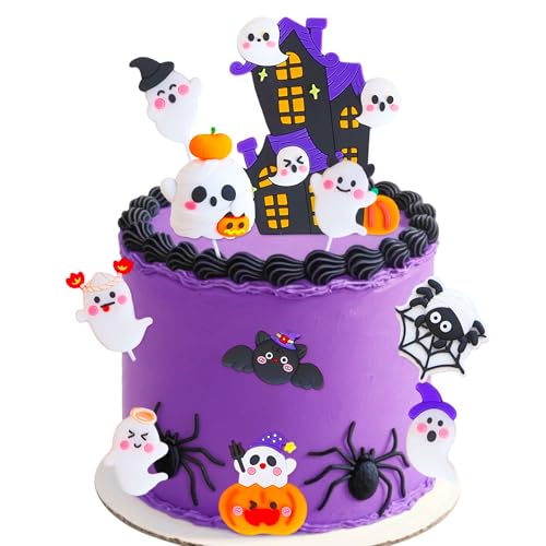 LaVenty Gruselige Kuchen Dekoration Rosa Halloween Cupcake Dekoration Pink Halloween Party Zubehör Little Boo Ghost Dekoration von LaVenty