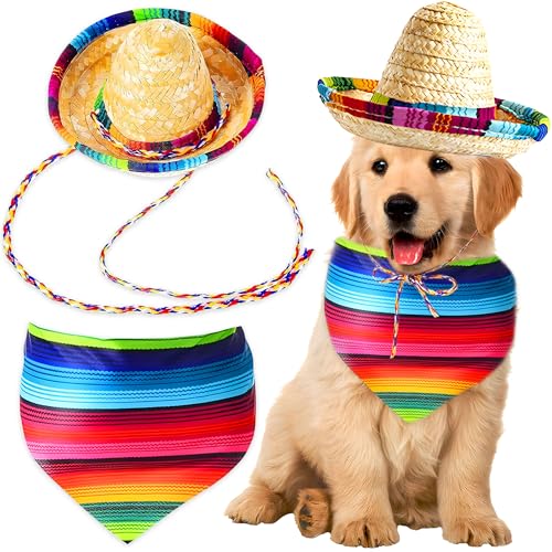 LaVenty Hund Hut Haustier Strohhut Hund Katze Mini Stroh mexikanischen geflochtene Sonnenhut Baumwolle Anpassung für Hunde Welpen Kätzchen von LaVenty