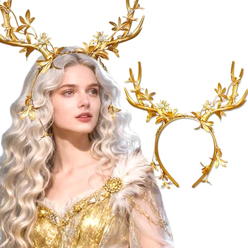 LaVenty Luxuriöses Rentiergeweih Stirnband Gold Hirsch Stirnband Fantasy Fee Elfen Stirnbänder Festival Wear Party Hüte LaVenty Luxuriöses Rentiergeweih Stirnband Gold Hirsch Stirnband Fantasy Fee Elfen Stirnbänder Festival Wear Party Hüte von LaVenty