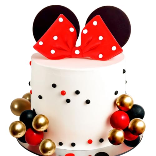 LaVenty Maus Kuchen Topper Rot Bogen Ohren Kuchen Dekorationen für Mädchen Geburtstag von LaVenty