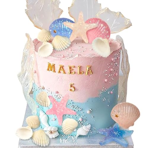 LaVenty Meerestier Tortendeko Geburtstag Ozean Themen Kuchen Dekoration Muscheln Kuchen Topper für Unter Meer Themen Babydusche Party Deko von LaVenty